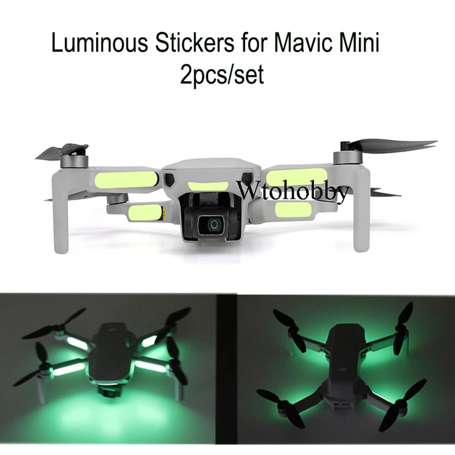 2 STÜCKE Leuchtende Fluoreszierende Nachtflug Aufkleber Für DJI Mavic Mini Drone 