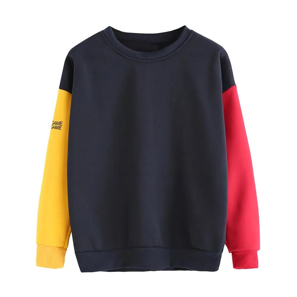 JAYCOSIN Fashion Women Simple Casual Loose Solid Letter Print Sweatshirt Long Sleeve Comfortable Soft Chic Pullover Tops Blouse