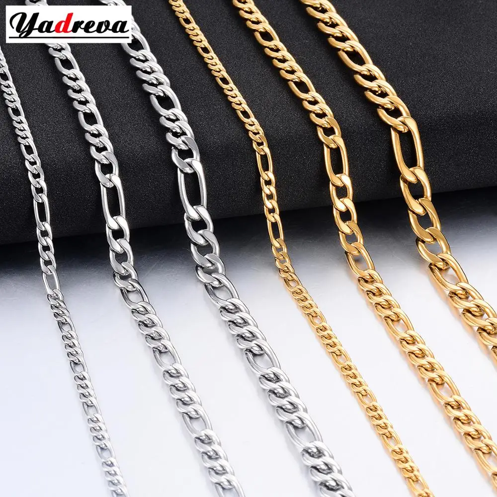 Hip-hop Men Fashion Figaro Box Curb Chain Necklace Stainless Steel Jewelry 24/'/'