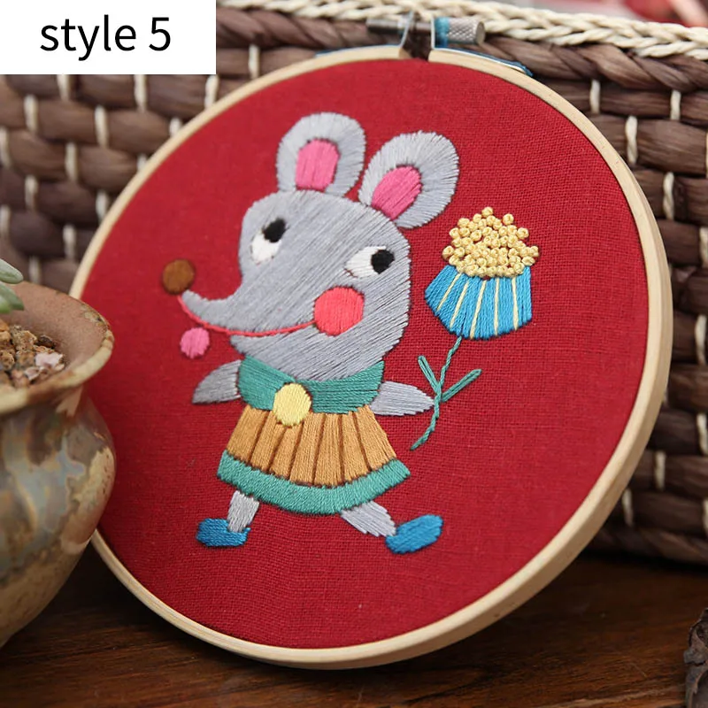 style 5 Подвесные картины 15*15 см вышивка DIY ручной работы комплект милый мультфильм животное для начинающих рукоделие материал посылка - Цвет: style 5
