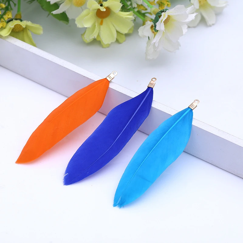 Natural Feathers 10pcs Goose Feather Charms 70-90mm for DIY Necklace Bracelet Party Decor