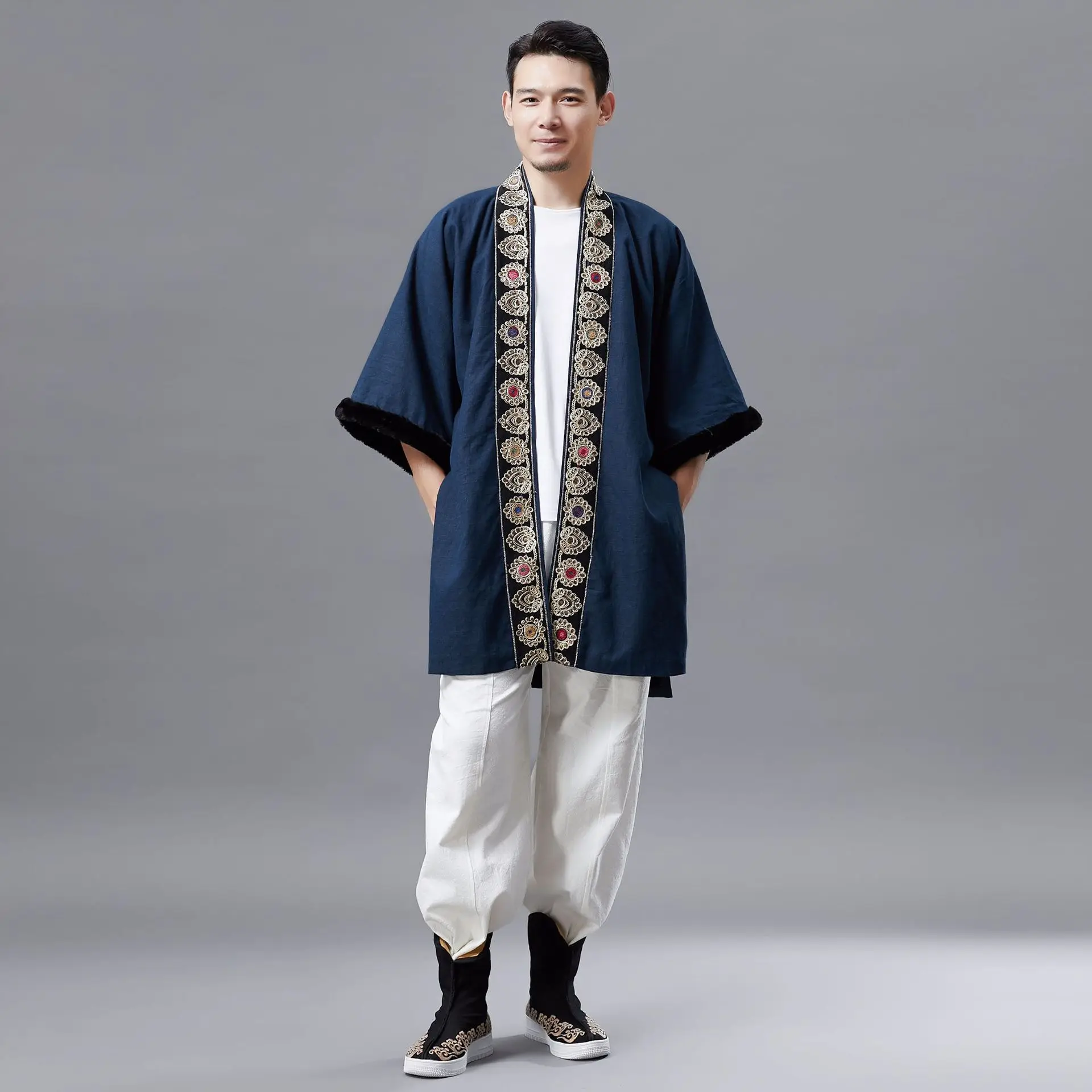 

Autumn And Winter New Style Lace-up Chinese Traditional Han Clothing Chinese-style Men'S Wear Raglan Retro Ethnic Clothing plus