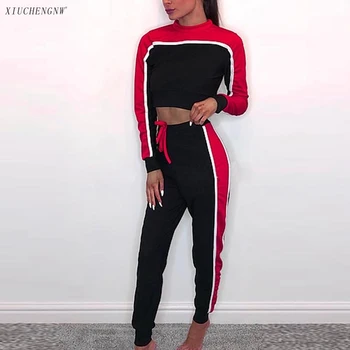 

2 Piece Set Women Casual Sport Set Tracksuit Pullover Full Coat Trousers Black Party Suit Home Breathable Cheap Winter Clothes