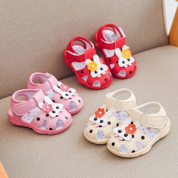 

summer Baby girls First Walker kid girl infant toddler rabbit sandals with voice 16-21 0-2years 2015 TB01
