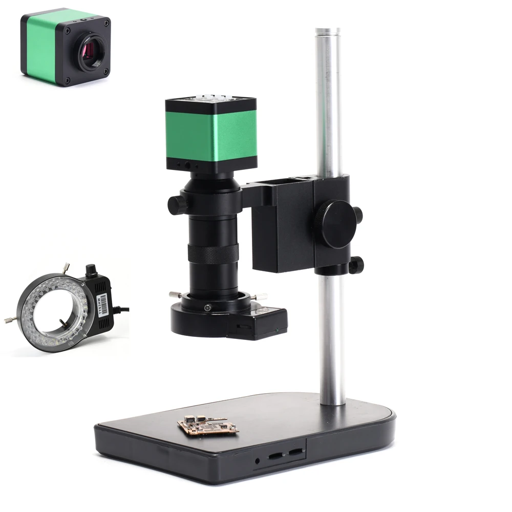 

HDMI Digital Industrial Video Microscope Camera + 100X C-mount Lens + 56 LED Ring Light For Soldering Repair+ Stand Holder