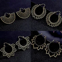 30 стилей, индийские этнические латунные серьги, висячие серьги в виде цветка, украшенные «цыганские» Серьги для женщин, Винтажные серьги в стиле бохо