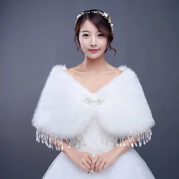 

Shrug Women Bridal Wedding Jacket Solero Faux Fur Bolero Mariage Autumn Winter Shawl Cape Stoles Bolero Wraps Accessories Female