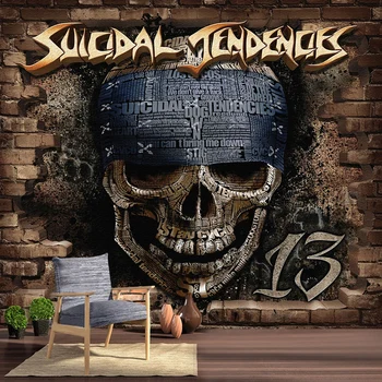 

Custom 3D Wallpaper Retro Nostalgic Personality 3d Stereo Brick Wall English Letters Photo Murals KTV Bar Restaurant PVC Sticker