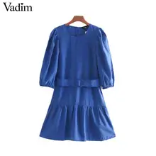 Vadim женское ретро элегантное мини платье пояс дизайн молния сзади три четверти рукав женские повседневные винтажные платья vestidos QC685