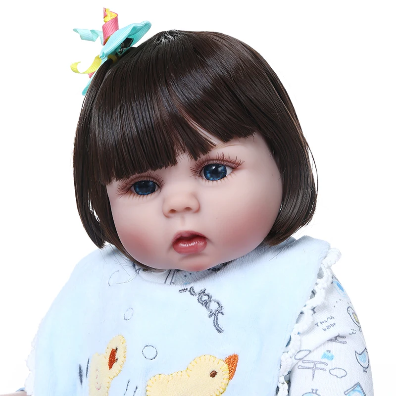 NPK 48 см реалистичный младенец Кукла reborn baby doll полный мягкий, силиконовый, гибкий милый ребенок в переноске мешок спальный мешок