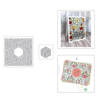 

2020 New Hexagon Flowers Metal Cutting Dies and Clear Stamps Scrapbooking For Paper Making Embossing Frame Card Craft Sets