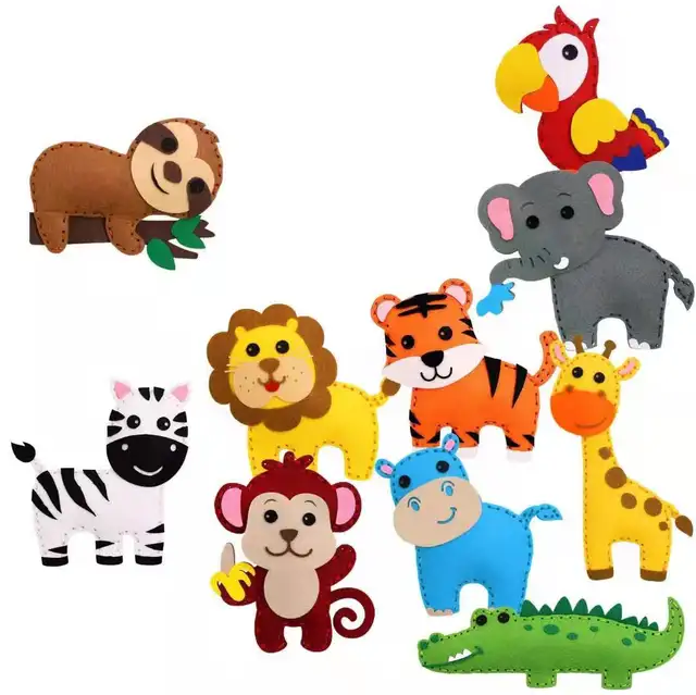 Woodland Animals Craft Kit Forest Creatures DIY Sewing Felt Plush Animals For Kids Beginners Educational Sewing Set Kids Art Toy 4