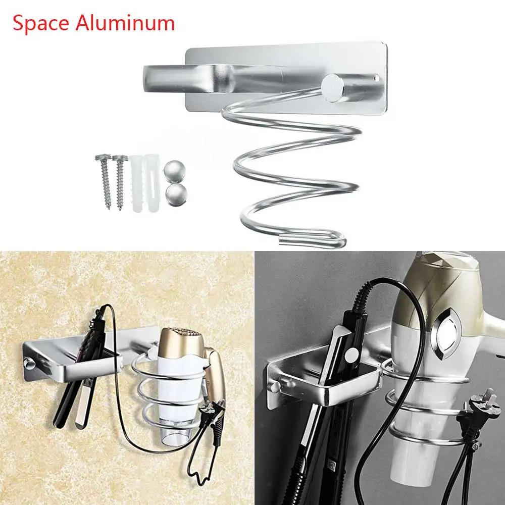 Spiral Wall Mounted Hair Dryer Storage Rack Holder Hanger Using in Bathroom Salon Stylist Tool Drier Organize Holder Shelf Stand