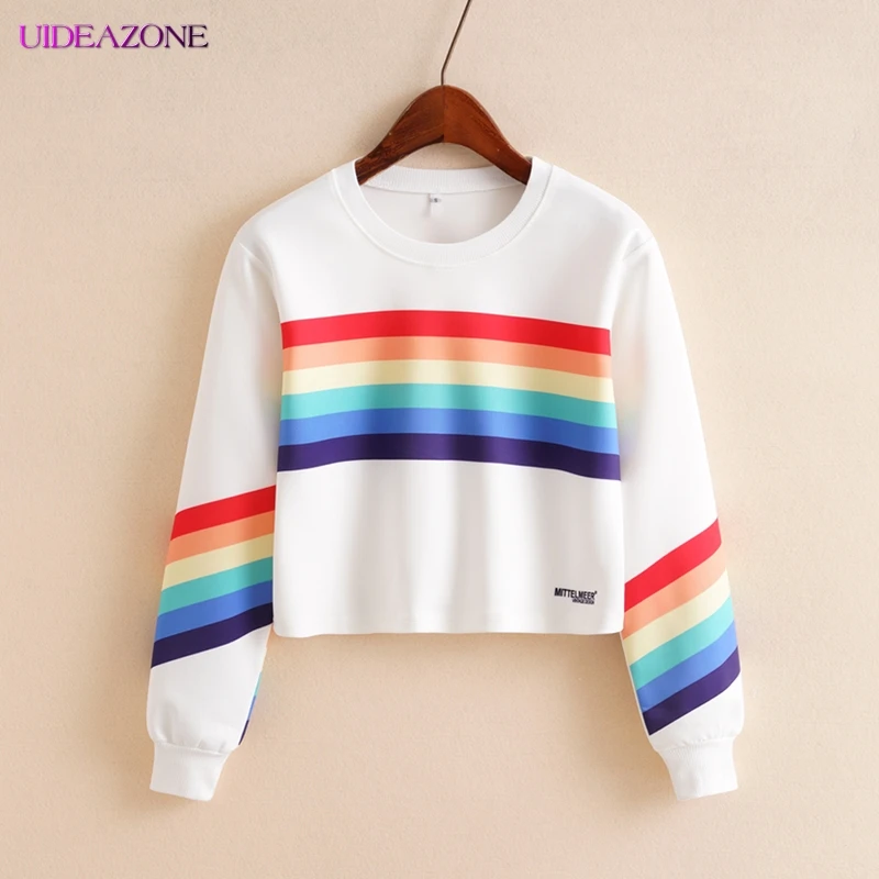  UIDEAZONE Fashion Angel Cupid Print Cropped Hoodies 2019 Autumn Long Sleeve O-Neck Loose Sweatshirt