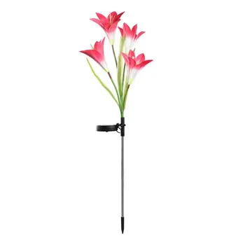 

Outdoor Solar Power Led Light Waterproof Lily Flower Stake Lamp Easy To Install For Home Garden Yard Lawn path Decoration