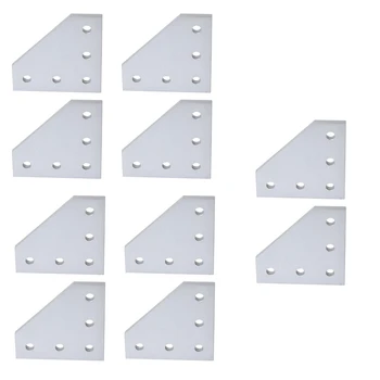

10Pcs 3D Printer Aluminum L Shaped 5 Hole 60X60X4mm Joining Plate for 2020 V-Slot/L-Slot Aluminum Extrusion
