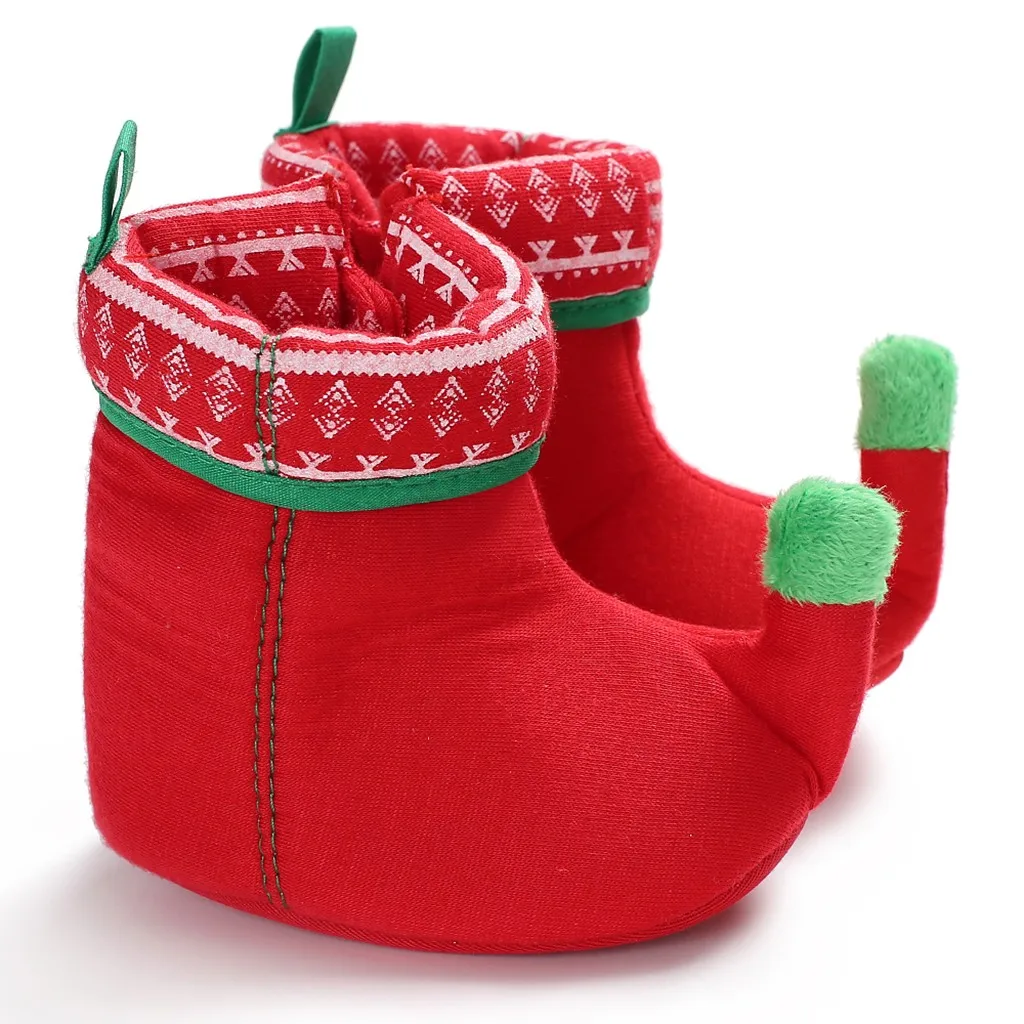 Рождественские теплые зимние младенческие сапоги для снега с принтом Sata для маленьких девочек и мальчиков, модные детские ботинки, обувь для первых ходунков - Цвет: B