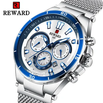 

European and American fashion men's watch multifunctional sports timing waterproof steel band quartz watch luminous clock