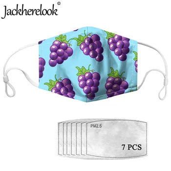 

Jackherelook Purple Grape Fruits Pattern Tops Washable Soft Breath Maskes Outdoor Anti Haze Elastic Anti PM2.5 Face Mouth Cover
