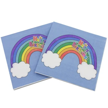 

20Pcs/Set Colorful Printed Napkins Rainbow Pattern Party Paper Napkins Wedding Birthday Party Towel High Quality Paper Napkins
