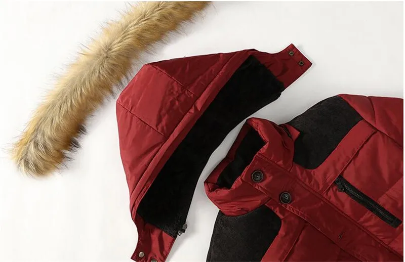 Матовая утепленная куртка теплая зимняя куртка на утином пуху для мужчин с меховым воротником парки с капюшоном пальто плюс размер пальто