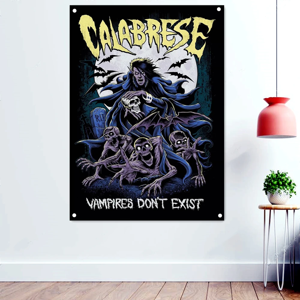 

VAMPIRES DON'T EXIST Death Metal Flags Wall Hanging Music Dark Art Tattoos Illustrations Artwork Posters Rock Band Logo Banners