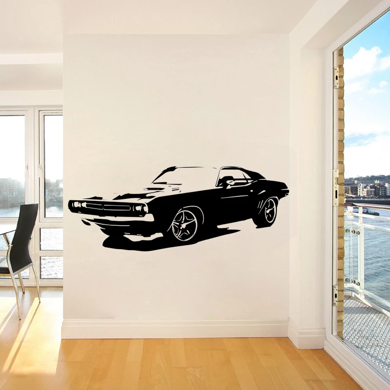 Large Classical Car Wall Sticker Challenger Bedroom Wall Sticker Art Teen Room Home Decor Vinyl Living Room WallPaper wall stickers wall sticker