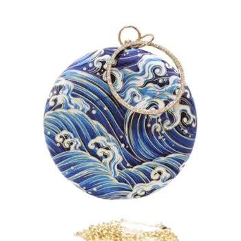 

Elegant Clutch Round Evening Bag Wedding Party Bridal Handbag Purse Shoulder Bags for Women Gilrs