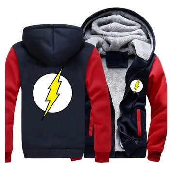

2019 Winter New The Flash Man Simple Printed Hoodie Sweatshirts Men Raglan Coat Thick Hot Sale Hoodies Streetwear Casual Jacket