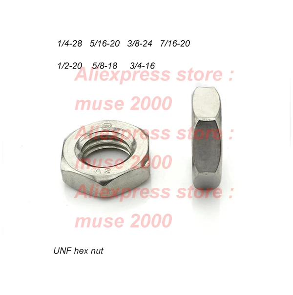 Qty 100 Stainless Steel Finished Hex Nut UNF 1/4-28 