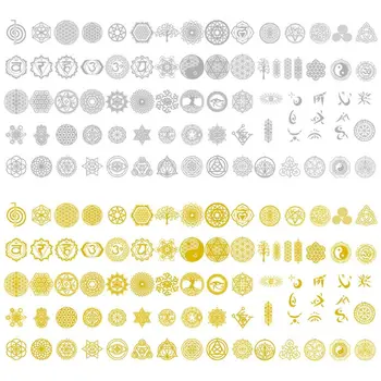 

80Pcs Sacred Geometric Copper Orgonite Sticker Flower Life Tree DIY Energy Tower Pyramid Material Epoxy Resin Art Crafts