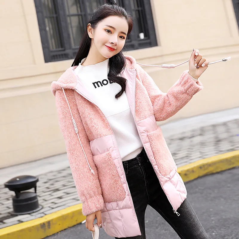 

2018 Winter New Style Hooded Cotton-padded Jacket Korean-style Loose Warm Cotton-padded Jacket Mid-length Cotton-padded Clothes
