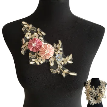 

3D Flower Embroidered Lace Sewing for Clothes Applique DIY Venise Suppliers Sticker Lace Neckline collar Accessory Scrapbooking