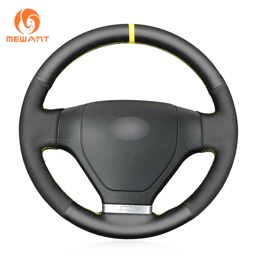 MEWANT Black Suede Genuine Leather Car Steering Wheel Cover for Hyundai Coupe Tiburon 2002 2003 2004 2005 2006 2007 New style