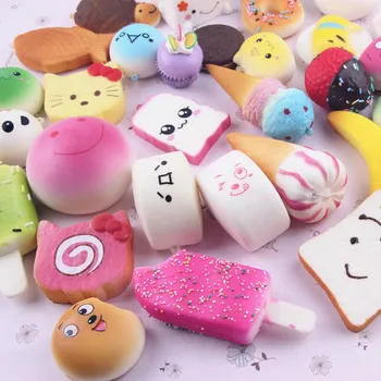 

10Pcs/set Decoration Ornaments Small Cute Bread Random Squishy Soft Panda/Bread/Cake/Buns Phone Straps Pendant toys