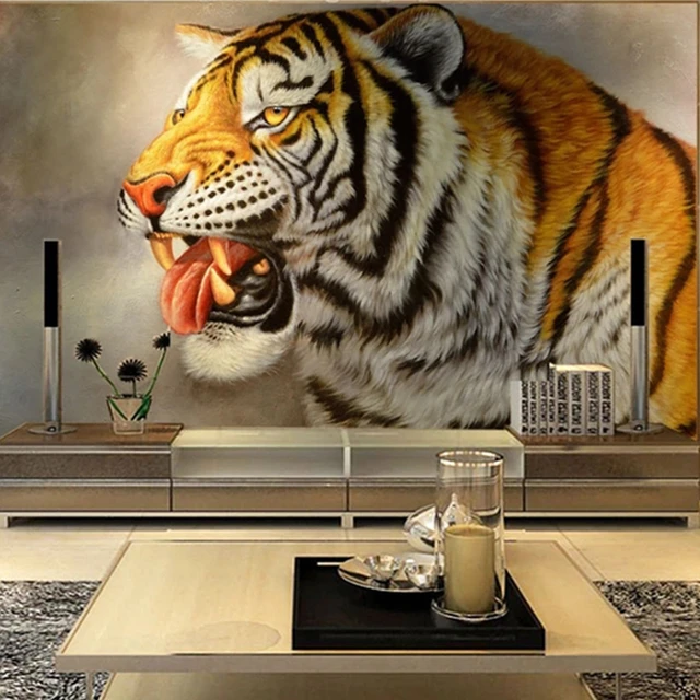 Pôster de tigre 3D, mural de decoração de parede, papel de parede