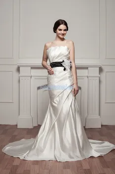 

free shipping 2016 train belt actual images bridal gown quality custom size/color handmade flower white/ivory Bridesmaid Dresses