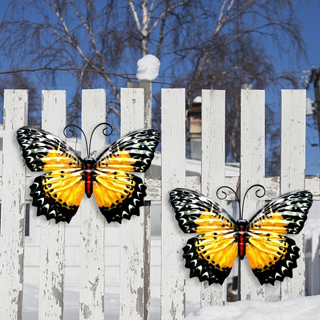 Décoration murale papillon 3D en fer forgé, décoration exquise pour jardin,  cour, fenêtre de maison, artisanat, ornements d'extérieur en métal -  AliExpress