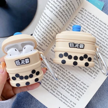 

For Airpods Pro 3D Super Big Pearl Milk Bubble Tea Tub Earpods Case for Apple Airpods 1 2 3 Wireless Earphone Cover Charging Box