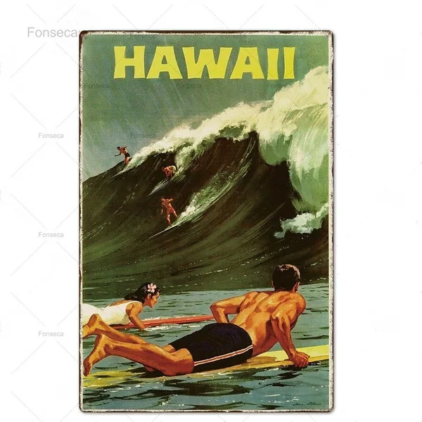 Beach Retro Tin Sign Plaque Metal Vintage Summer Wall Decor For Bar House Seaside Decorative | Дом и сад