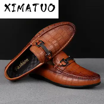 

Men Loafers Real Leather Shoes Fashion Men Boat Shoes Brand Men Casual Leather Shoes Male Flat Shoes 2020 New Big Size 45 C4