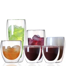 2 шт стеклянная чашка с двойными стенками, пивная питьевая стеклянная термостойкая кофейная чашка, чайные кружки, прозрачная посуда для напитков, ручной работы, креативный подарок