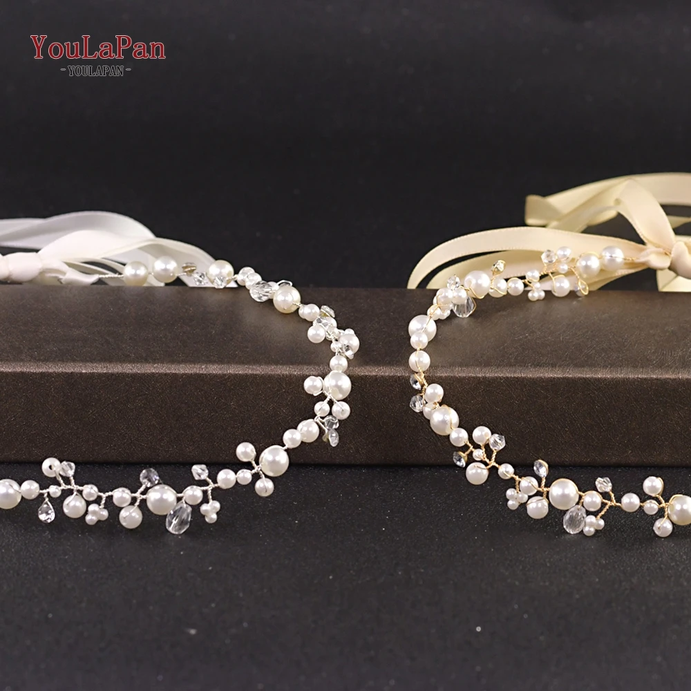YouLaPan Bridal Tiara Bridal Headband Pearl Wedding Hair Accessories Crystal Wedding Hair Jewelry Hairband HP03