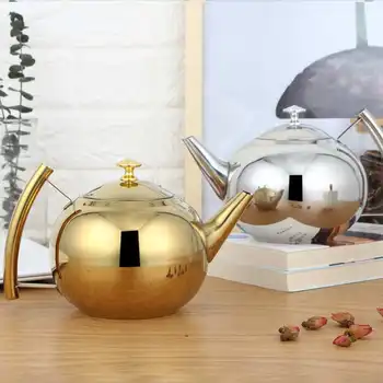 

Teapot1.5L/2L Silver Gold Colors Stainless Steel Teapot with Filter Modern Home Hotel Coffee Restaurant Silver Gold Tea Kettle