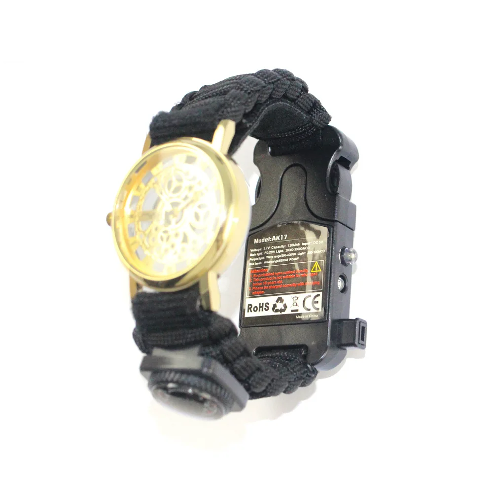 

Dongguan Multi-functional Umbrella Rope Nylon Mountain Climbing Thermometer LED Whistle da huo bang Electronic Waist Watch Watch
