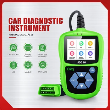 

JDiag Universal Car Diagnostic Tool Engine Light Scanner Mode 6 Battery Testing Auto Code Reader OBDII Scanner