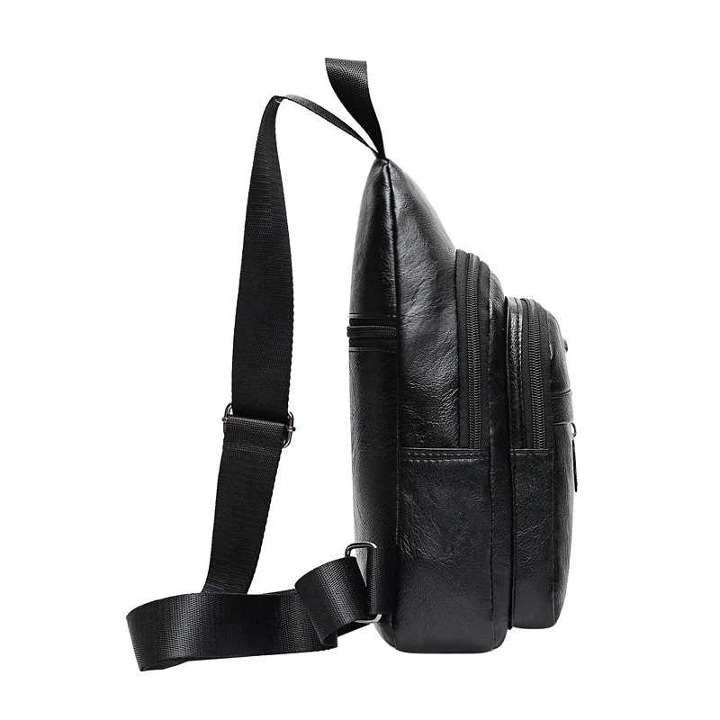 

New Style Fashion Men Chest Pack Anti-Spillage PU Fabric Shoulder Bag Multi-functional Large-Volume Business Backpack