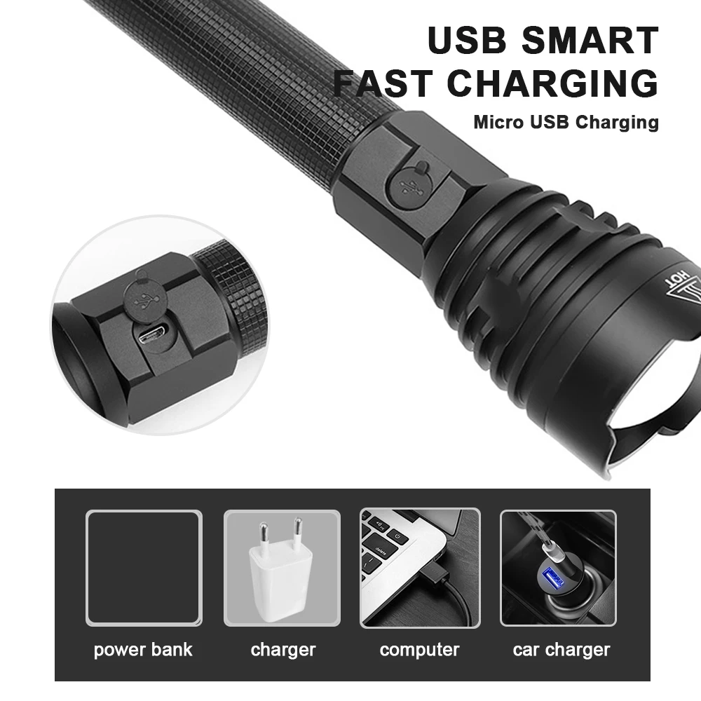 Супер яркий XLamp XHP90 самый мощный Usb масштабируемый светодиодный флэш-светильник XHP70/50 Охотничий Тактический флэш-светильник фонарь 26650 18650
