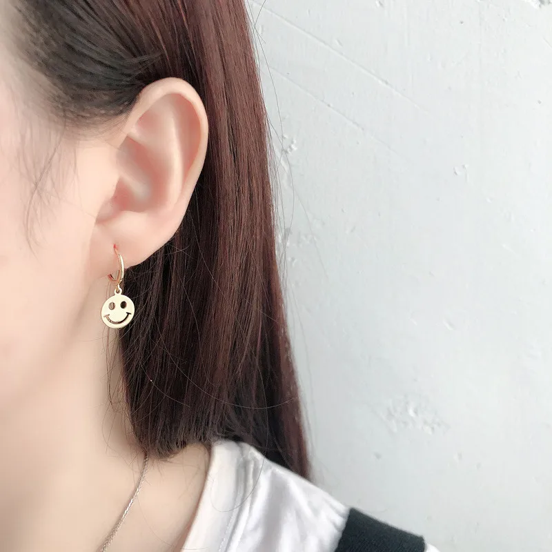 WOOZU Real 925 Sterling Silver Cute Lucky Smiley Face Pendant Dangle Earrings for Fashion Party Office Jewelry Accessories Gifts - Image 4