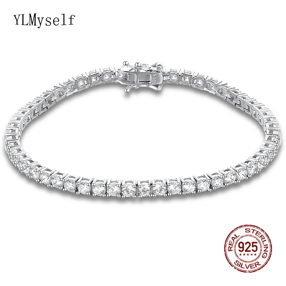 

17.5 cm bracelet Pure 925 silver material jewelry 4mm 5A CZ Eternal Gift for Wife Real Sterling silver Tennis Bracelets